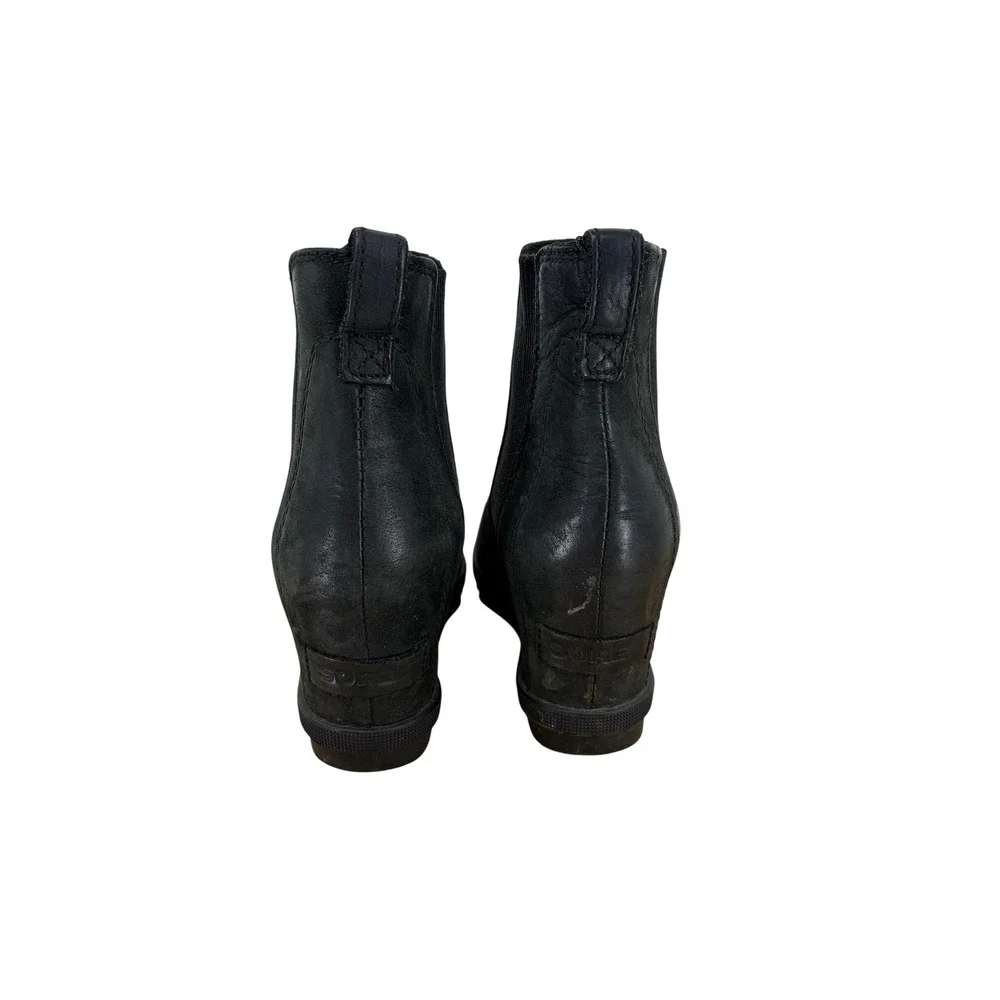Sorel Arctic Wedge II Chelsea Boots Black Leather Ankle NL3022-010 Womens 7